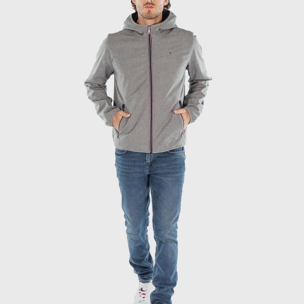 TOMMY HILFIGER - Chaqueta Hoodie Softshell Gris Tommy Hilfiger
