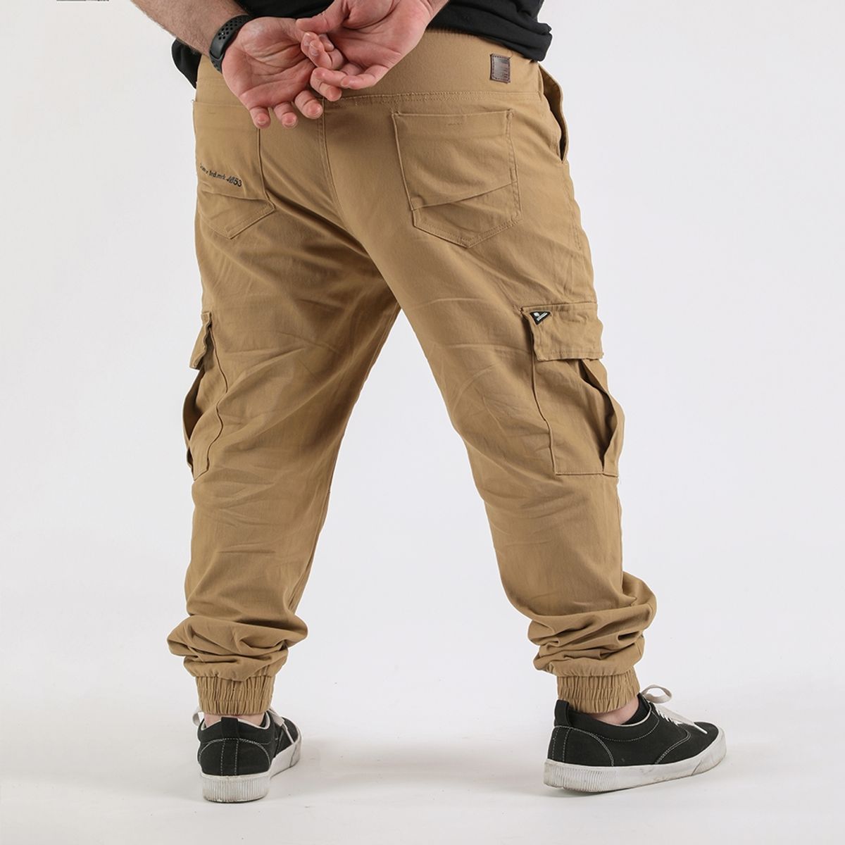 GANGSTER - Plus Pantalon Jogger Canvas Parachute Café Gangster