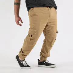 GANGSTER - Plus Pantalon Jogger Canvas Parachute Café