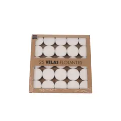 HOMEWELL - Set de Velas Flotantes Blancas 19x19x2 (25u)