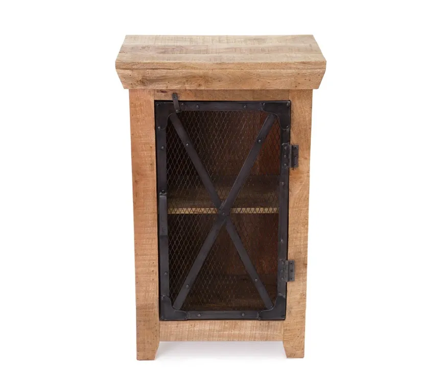 Velador Mita alto estilo industrial madera y acero 90x55x35