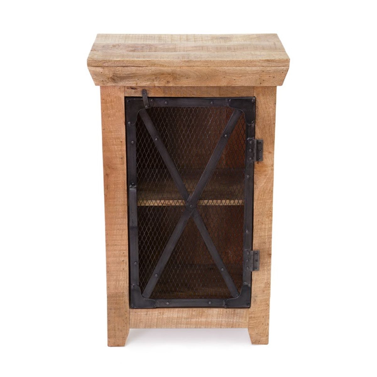 MEYA MUEBLES - Velador Mita alto estilo industrial madera y acero 90x55x35