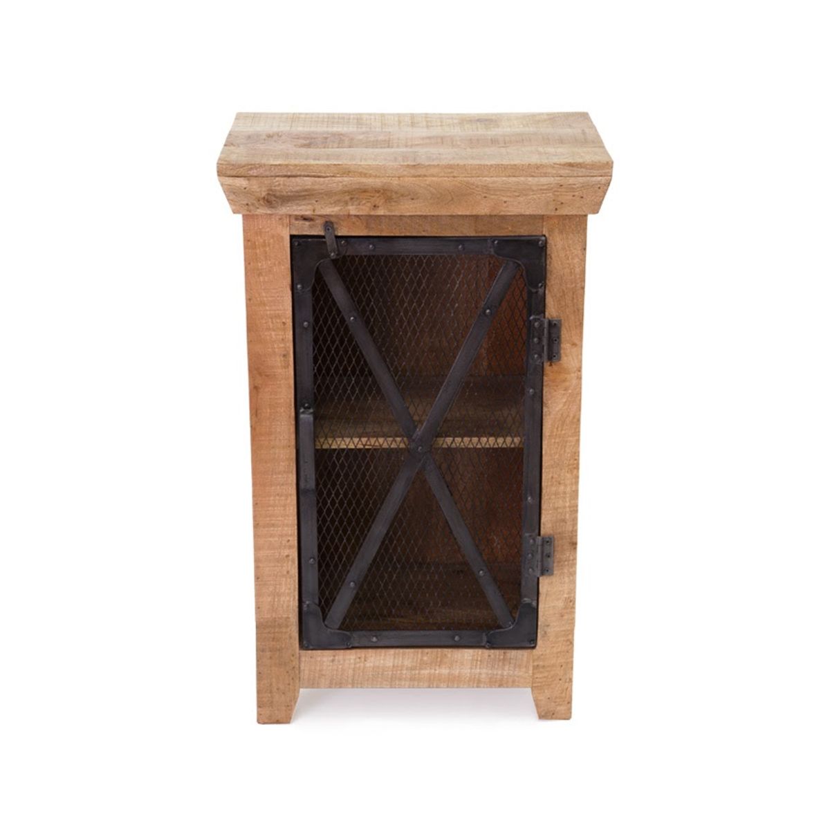 MEYA MUEBLES - Velador Mita alto estilo industrial madera y acero 90x55x35