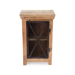 MEYA MUEBLES - Velador Mita alto estilo industrial madera y acero 90x55x35