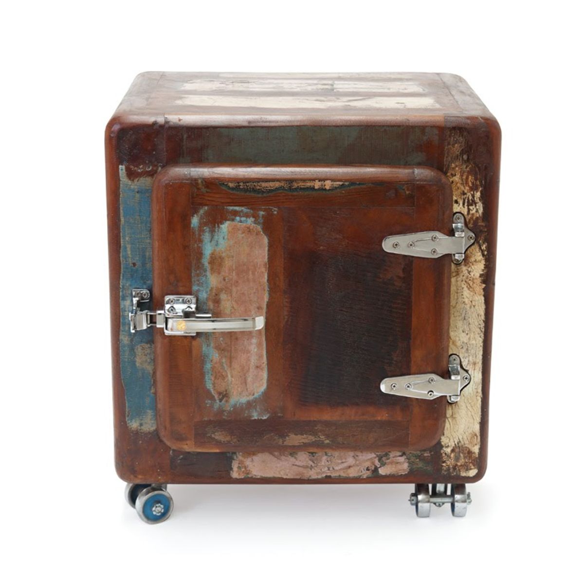 MEYA MUEBLES - Velador Ballia madera reciclada estilo refrigerador antiguo 56x50x41