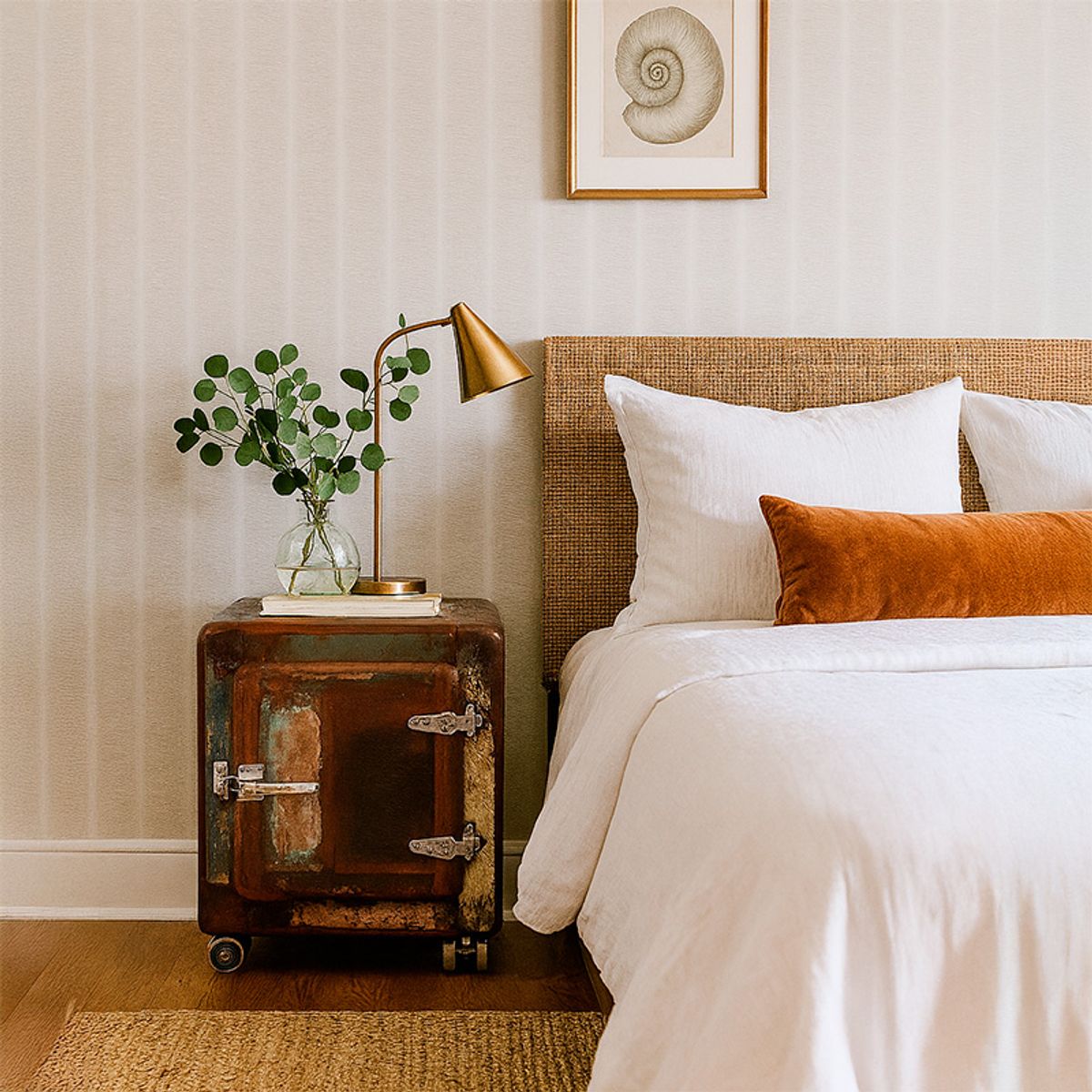 MEYA MUEBLES - Velador Ballia madera reciclada estilo refrigerador antiguo 56x50x41