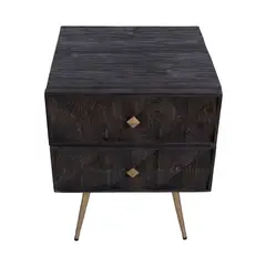 MEYA MUEBLES - Velador Bulgan madera color carbòn y patas de acero 60x50x50