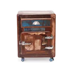 MEYA MUEBLES - Velador Orai madera reciclada estilo refrigerador antiguo 78x55x38