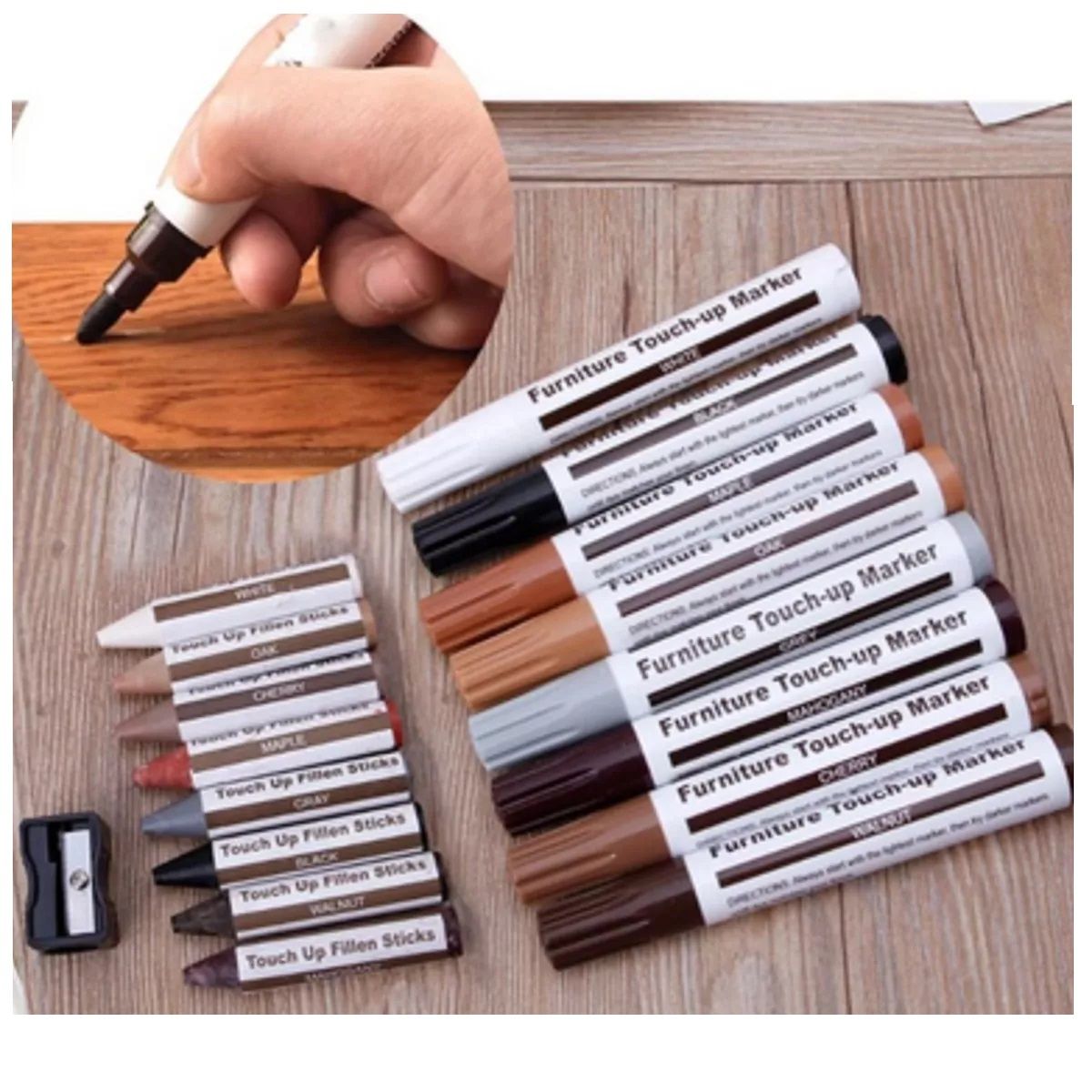 GENERICO - Lápiz Carpintero Retape Muebles Arañazos Profundos Kit 17pcs…