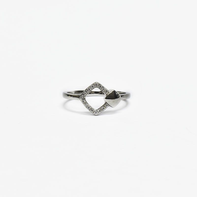 ROSETT - Anillo rombo en circones y rombo liso Plata 925