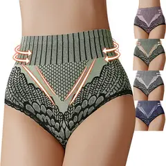 EVERSO - Pack 5 Bikini Faja Con Levanta Glúteos. Mujer Tiro Alto.-