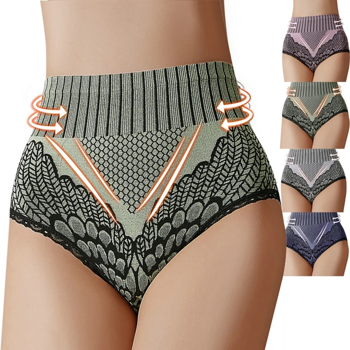 EVERSO - Pack 5 Bikini Faja Con Levanta Glúteos. Mujer Tiro Alto