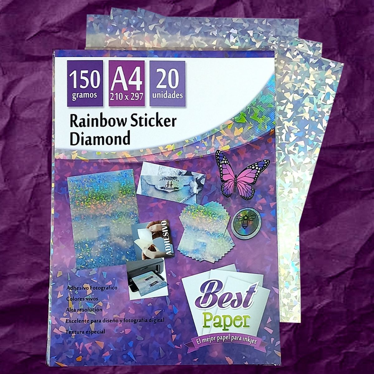 GENERICO - Papel Adhesivo Holográfico Diamond Best Paper…