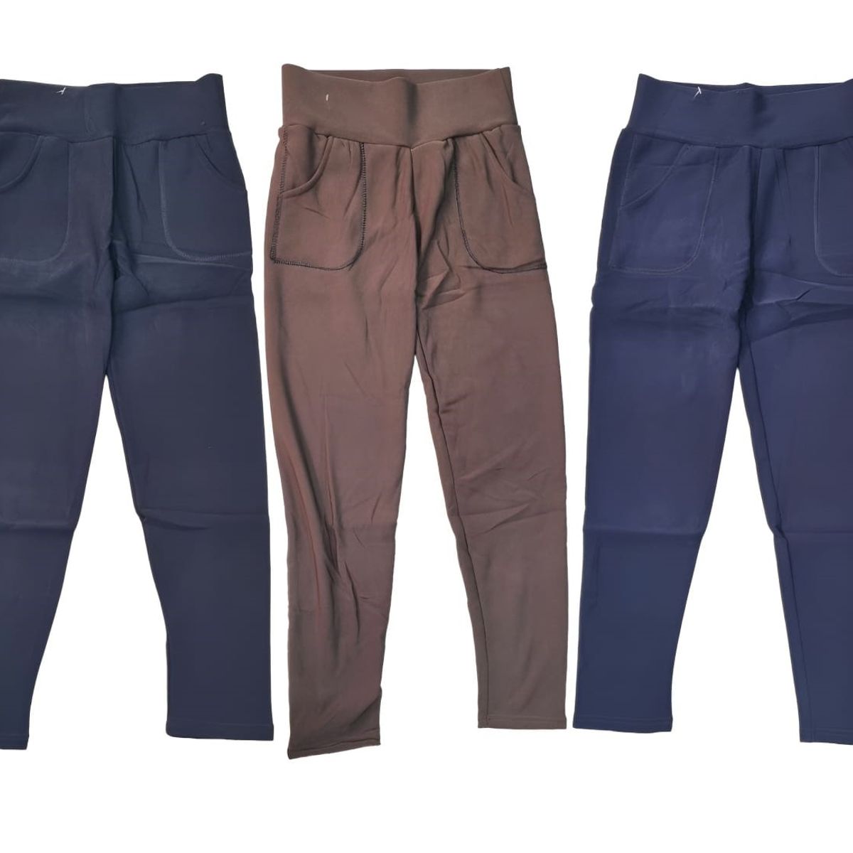 AGW - Pack 3 Calzas Mujer Lisa Con Pretina Forrada Polar