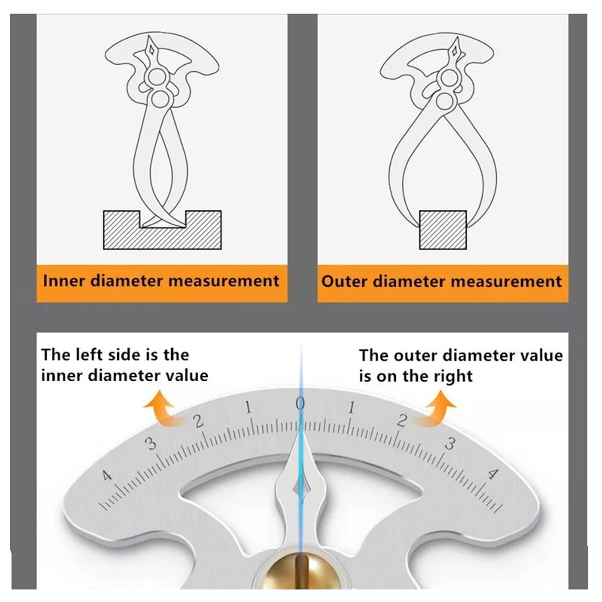 GENERICO - Compas Caliper Interior Exterior Para Mecánico O Carpintero