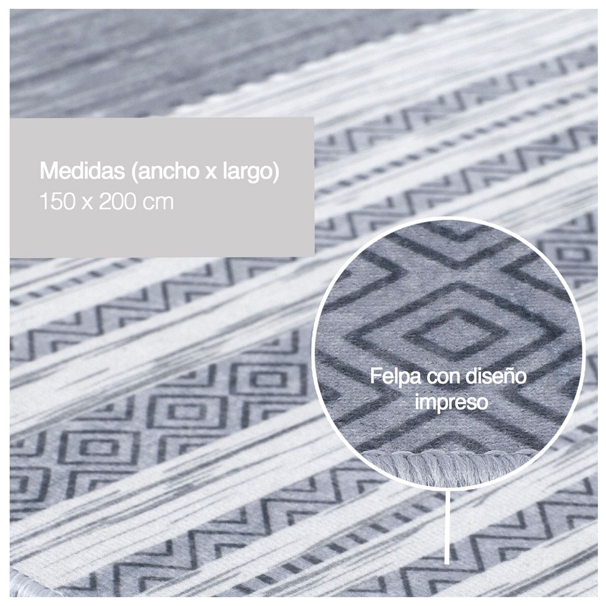 NOVAHUS - Alfombra Lanuda Marie Diseño 150x200 cm Gris