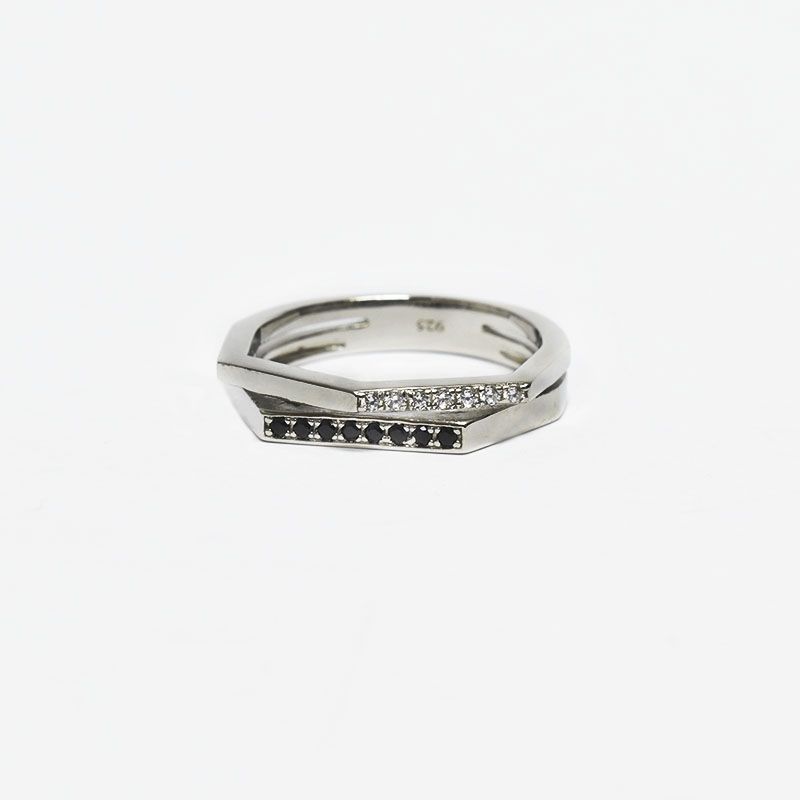 ROSETT - Anillo heptágono doble con circones Plata 925