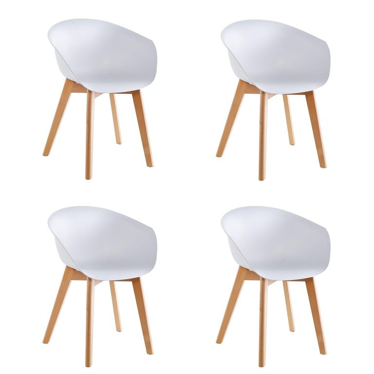 Pack x4 Sillas de Comedor con Apoyabrazos Tulip Blanca - Blanco