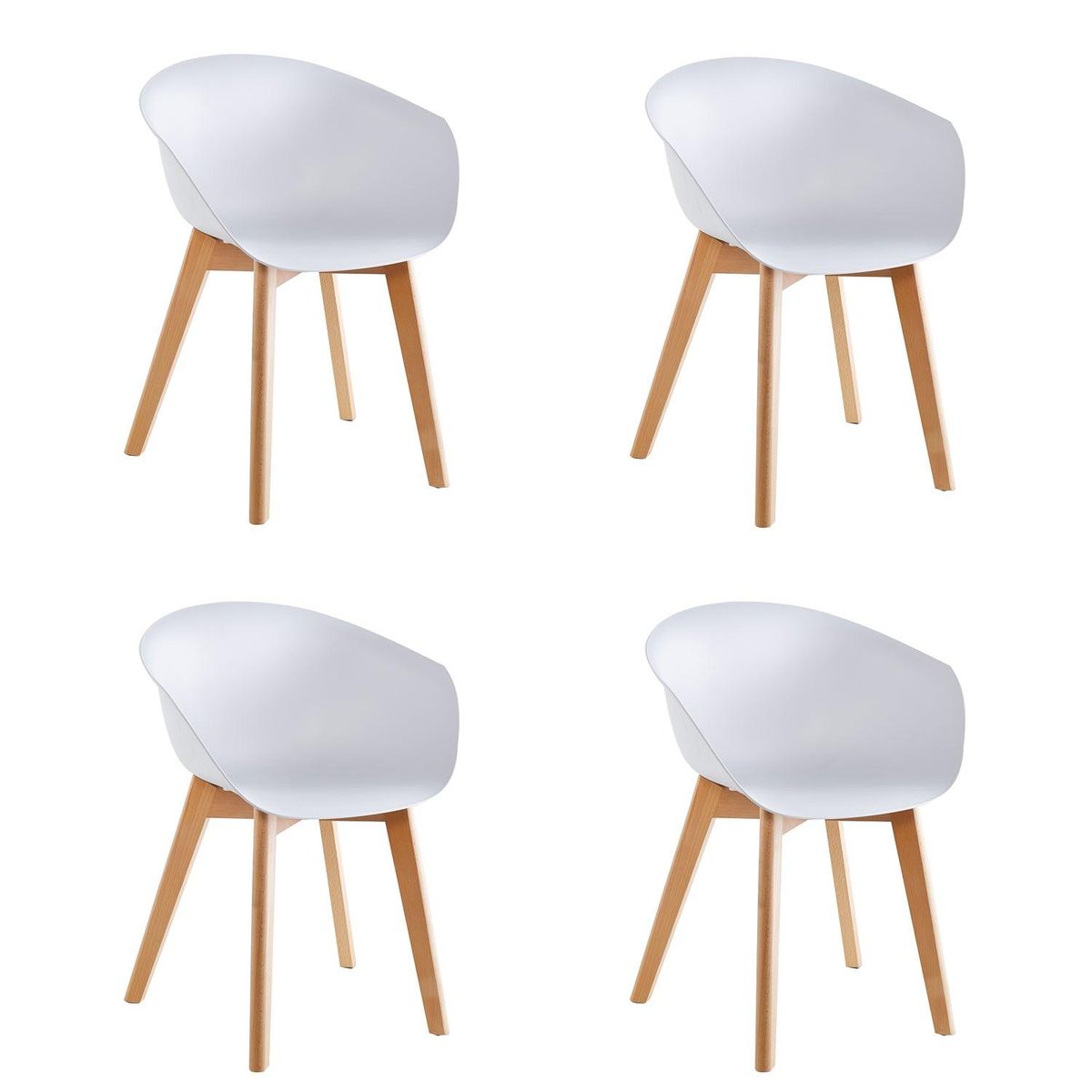 MIDTOWN - Pack x4 Sillas de Comedor con Apoyabrazos Tulip Blanca Midtown - Blanco