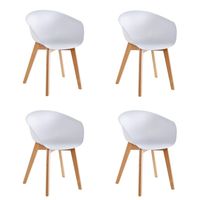 Pack x4 Sillas de Comedor con Apoyabrazos Tulip Blanca - Blanco