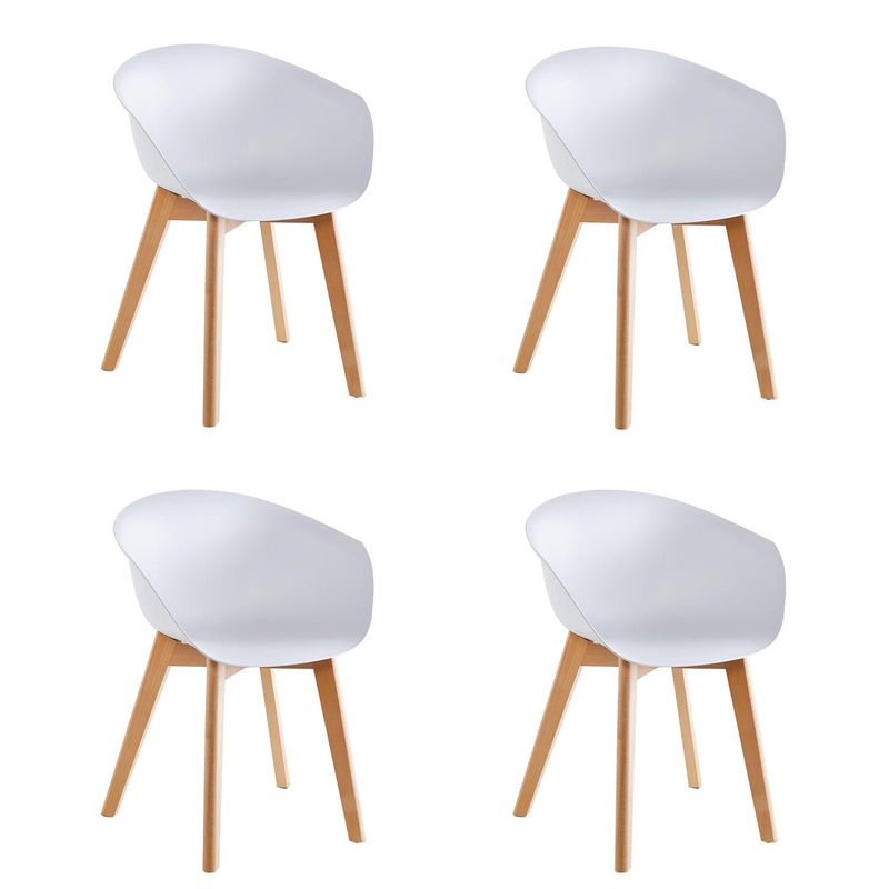 MIDTOWN - Pack x4 Sillas de Comedor con Apoyabrazos Tulip Blanca Midtown - Blanco