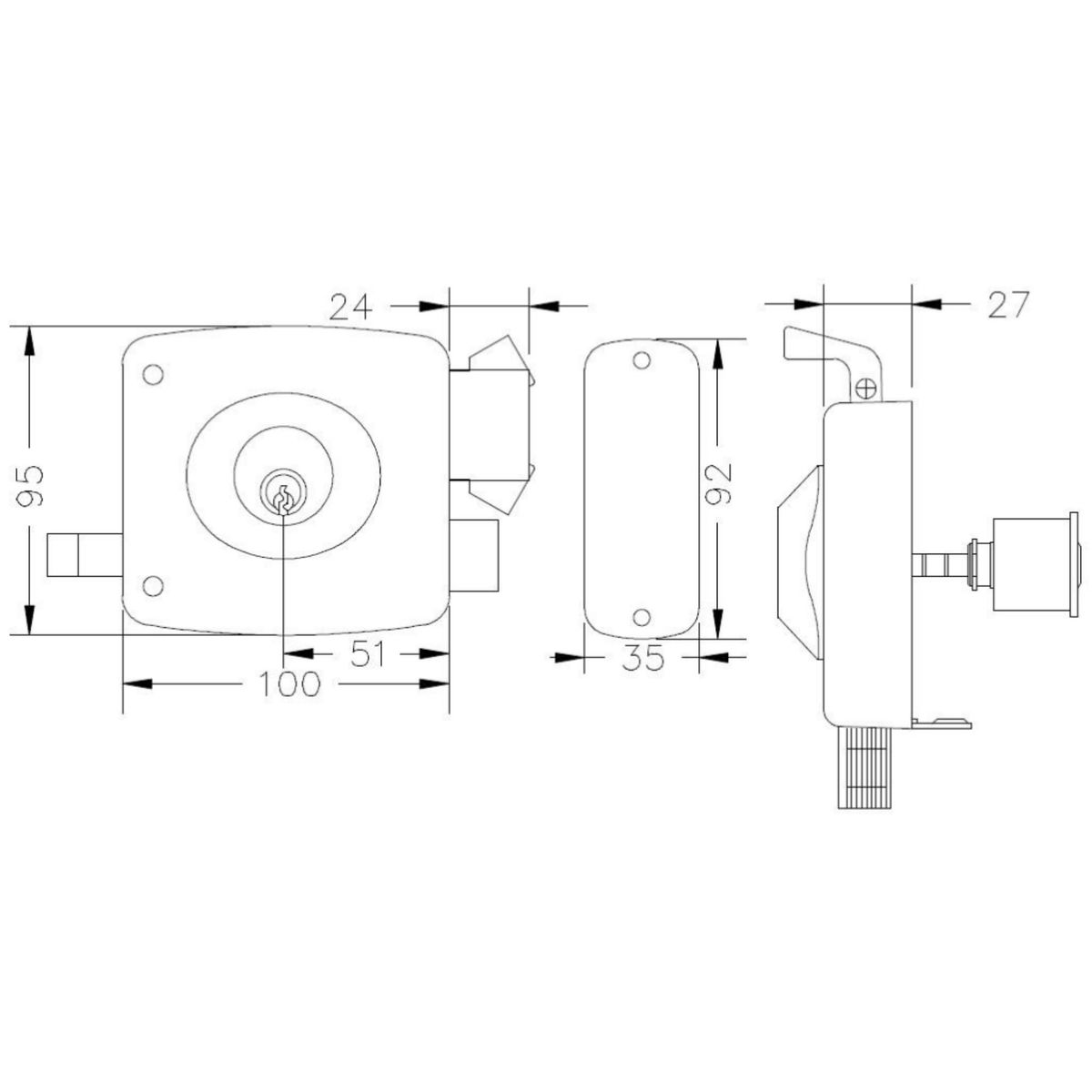 POLI - Cerradura Sobreponer Security Poli Puerta Corredera