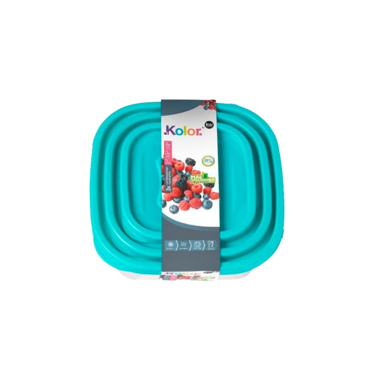 IMAHE - JUEGO DE 3 CONTENEDORES CUADRADO PLASTICO LINEA IMOLA IMAHE