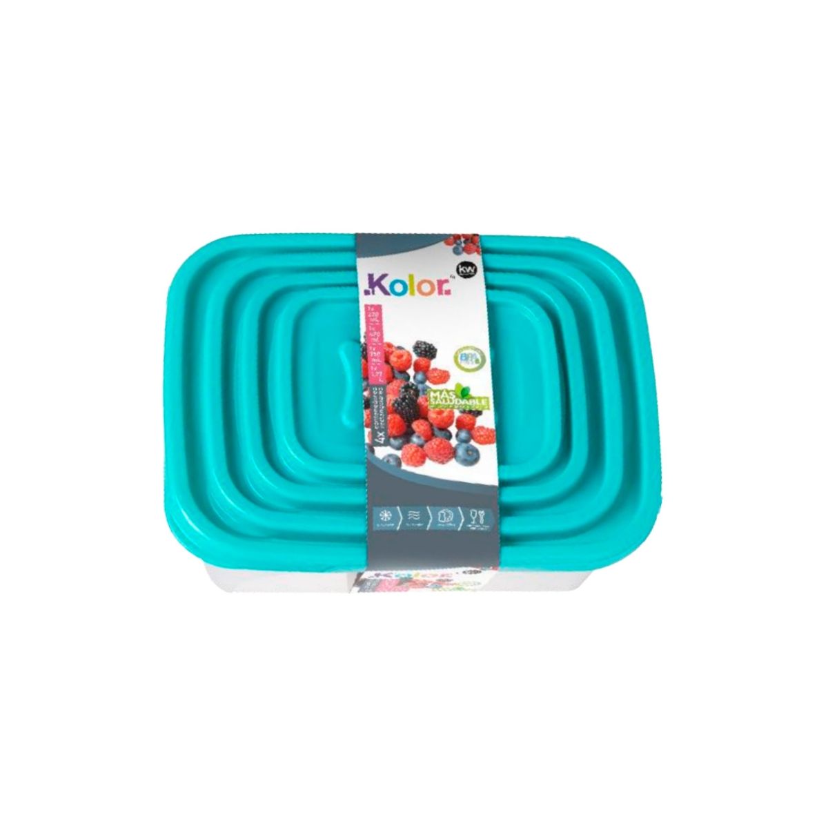 IMAHE - JUEGO DE 4 CONTENEDORES RECTANGULAR PLASTICO LINEA MACEIO IMAHE