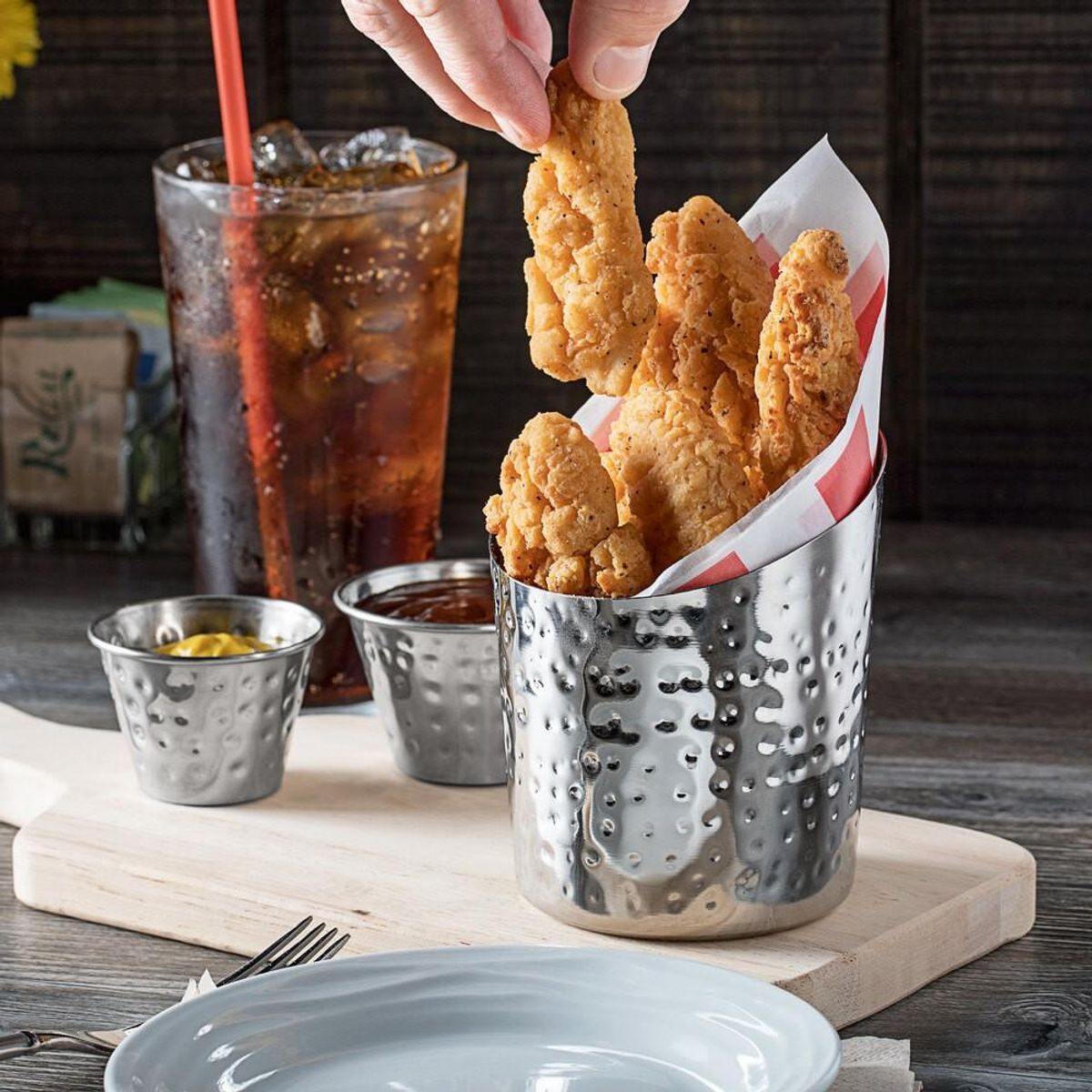 IMAHE - Vaso Conico Machacado Exhibicion Acero Inox 9 X 11 Cm.