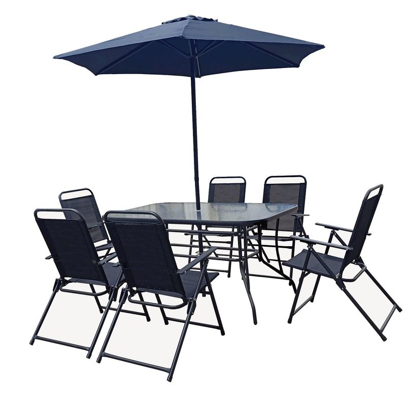 MIDTOWN - Juego De Terraza Jardín Set 8 Piezas Con Quitasol Midtown - Negro