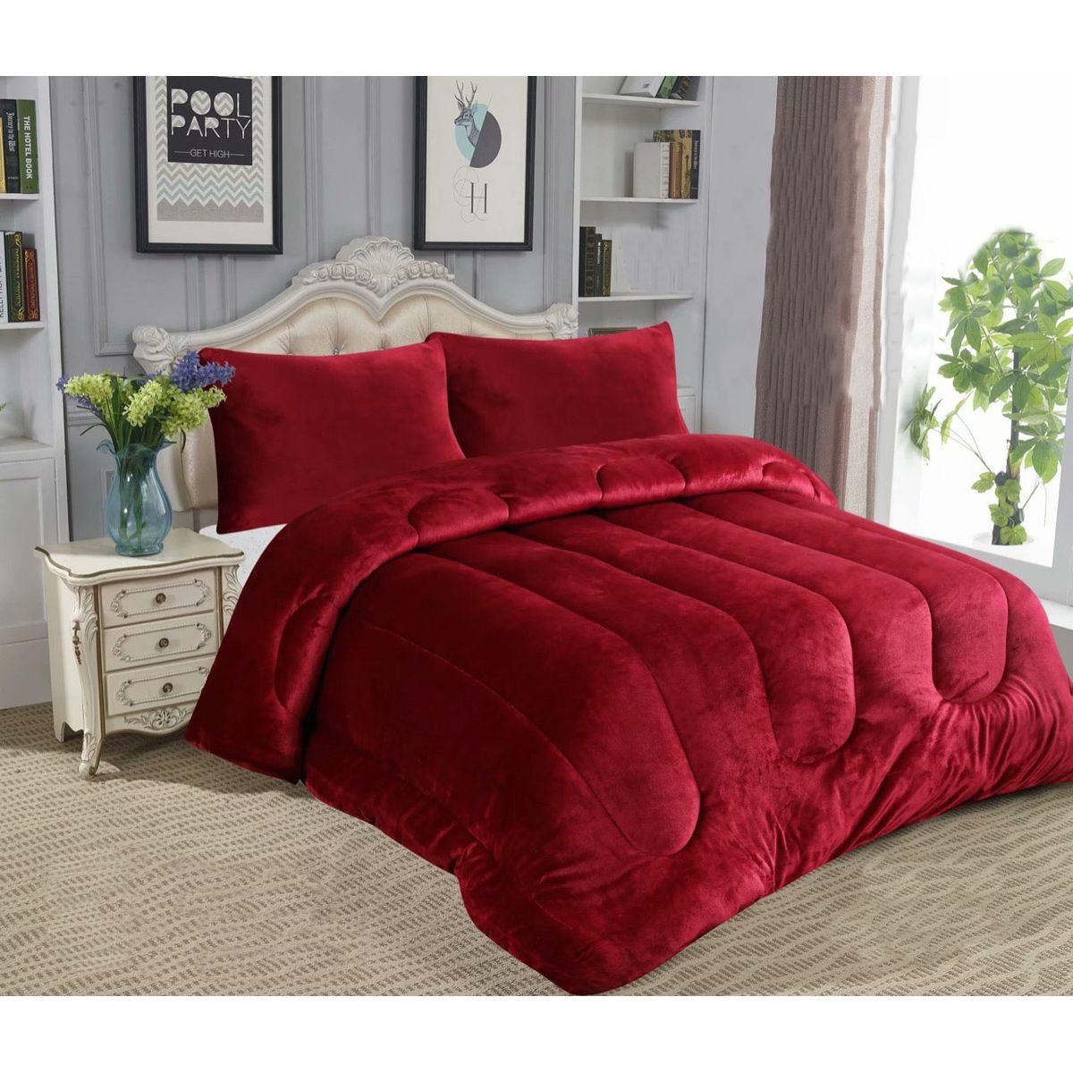 GENERICO - Cobertor Chiporro Cubrecamas Burdeos 2 Plazas…