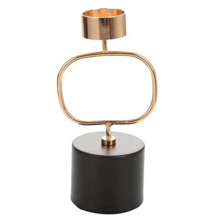 Porta velas metal dorado 20 cm