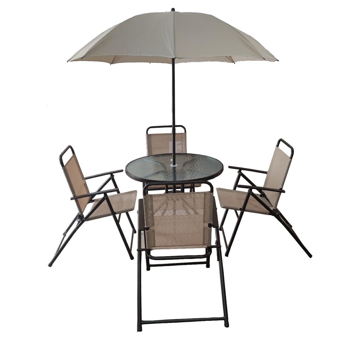 MIDTOWN - Juego De Terraza Jardín Set 6 Piezas Con Quitasol Midtown - Beige