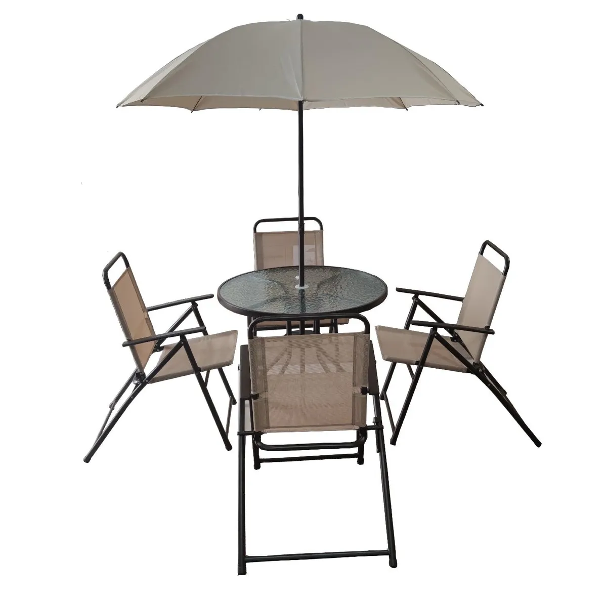 MIDTOWN - Juego De Terraza Jardín Set 6 Piezas Con Quitasol Midtown - Beige