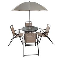 Juego De Terraza Jardín Set 6 Piezas Con Quitasol - Beige