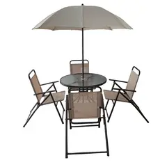 MIDTOWN - Juego De Terraza Jardín Set 6 Piezas Con Quitasol - Beige