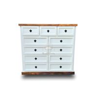 COMODA DE MADERA 11 CAJONES BLANCA Y NOGAL.