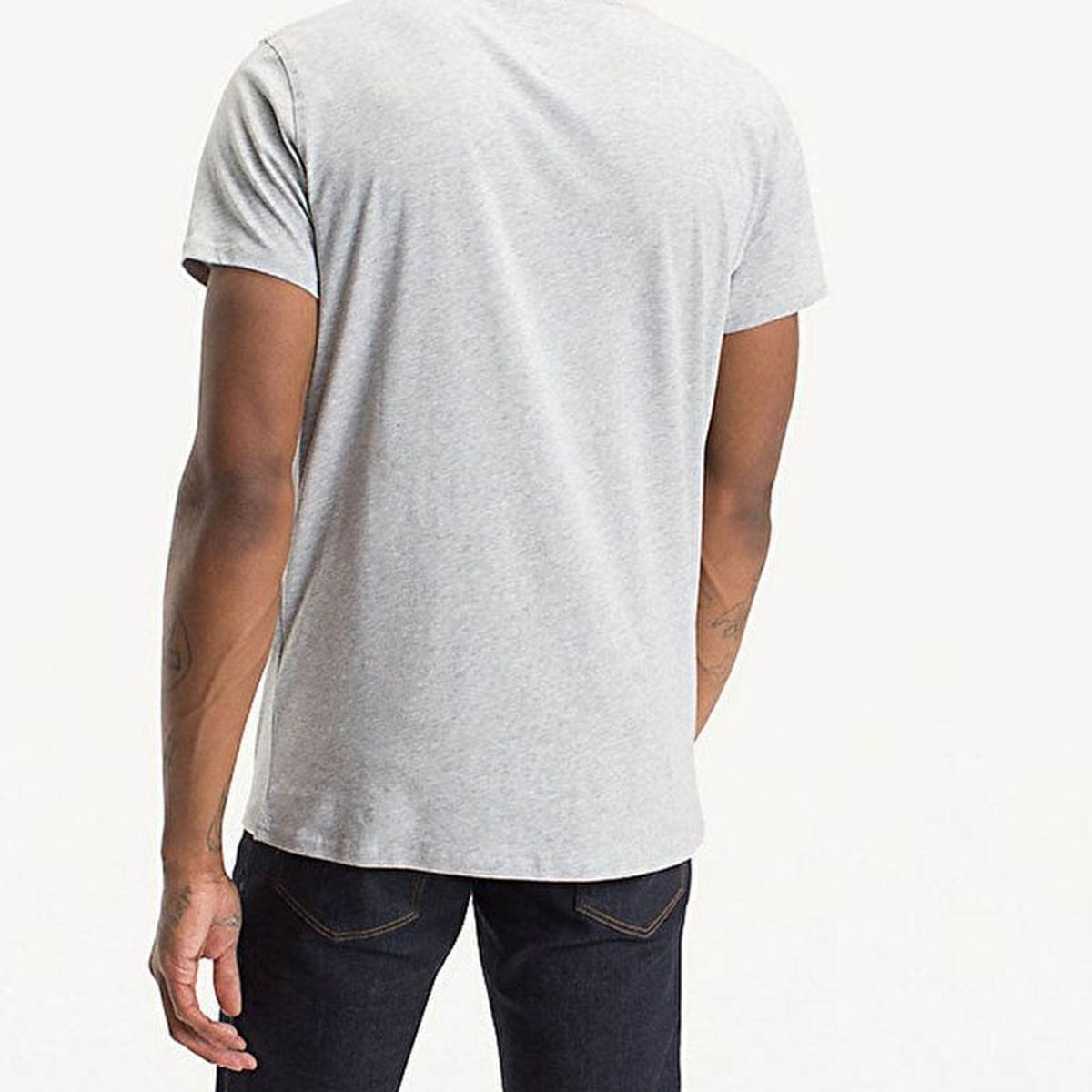 TOMMY HILFIGER - Polera Original V-Neck Gris Tommy Jeans
