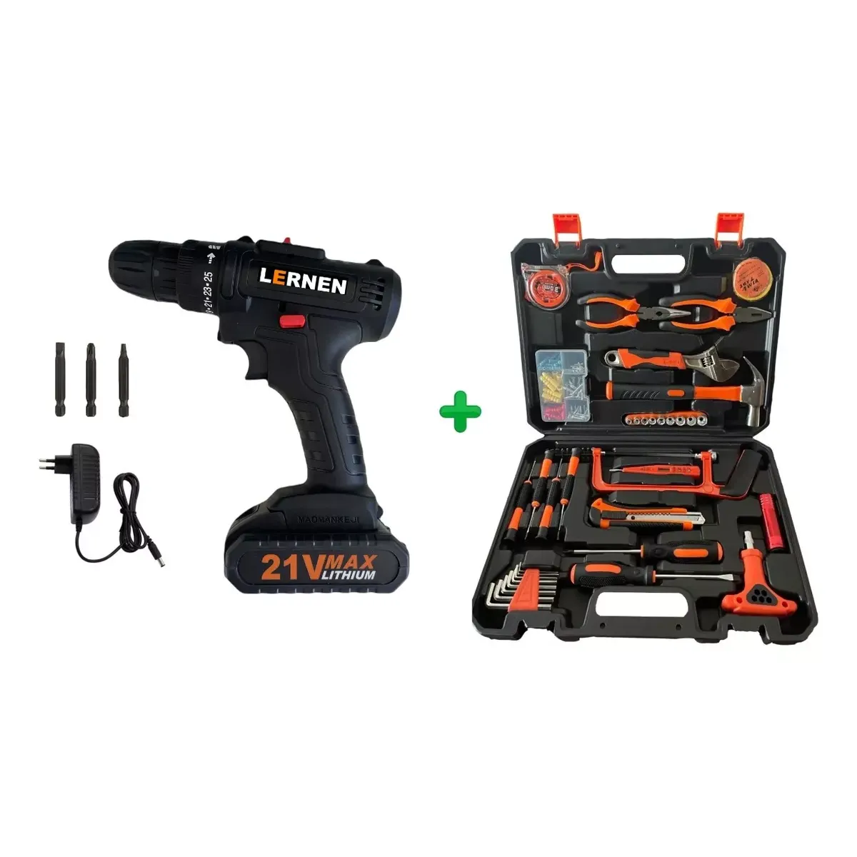 LERNEN - Pack Taladro Destornillador Inalámbrico 21v + Set 150 Herramientas