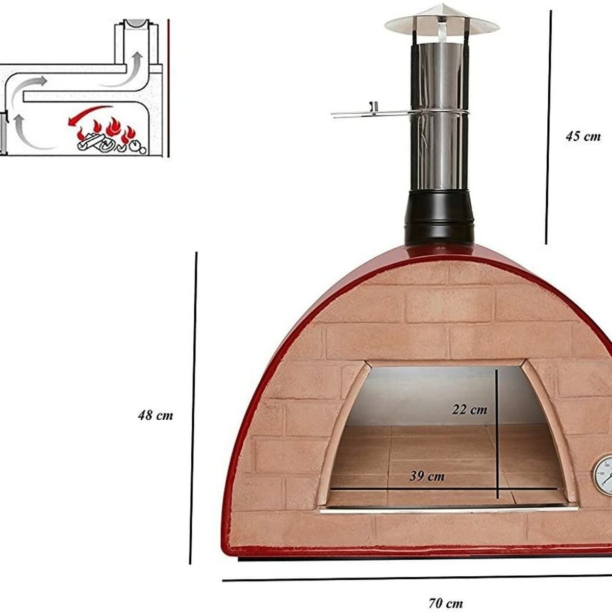 MIHORNO CL - Horno a leña o carbon Impex Fire modelo Maximus I rojo