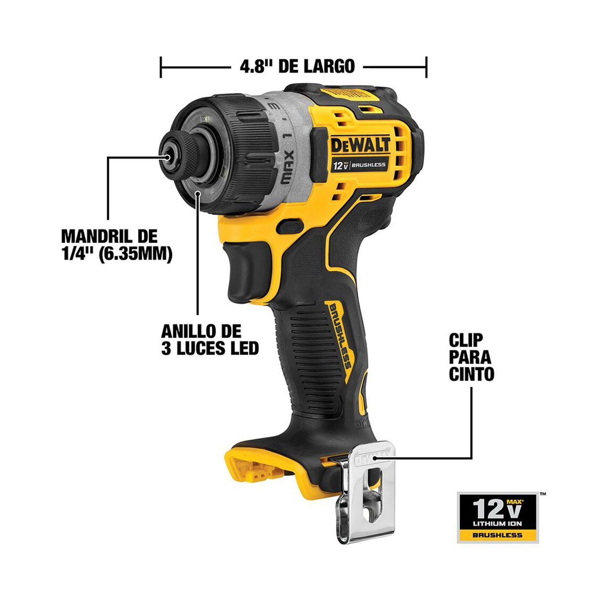 DEWALT - Atornillador Inalámbrico 12V 1/4" XTREME (Solo Herramienta) DEWALT