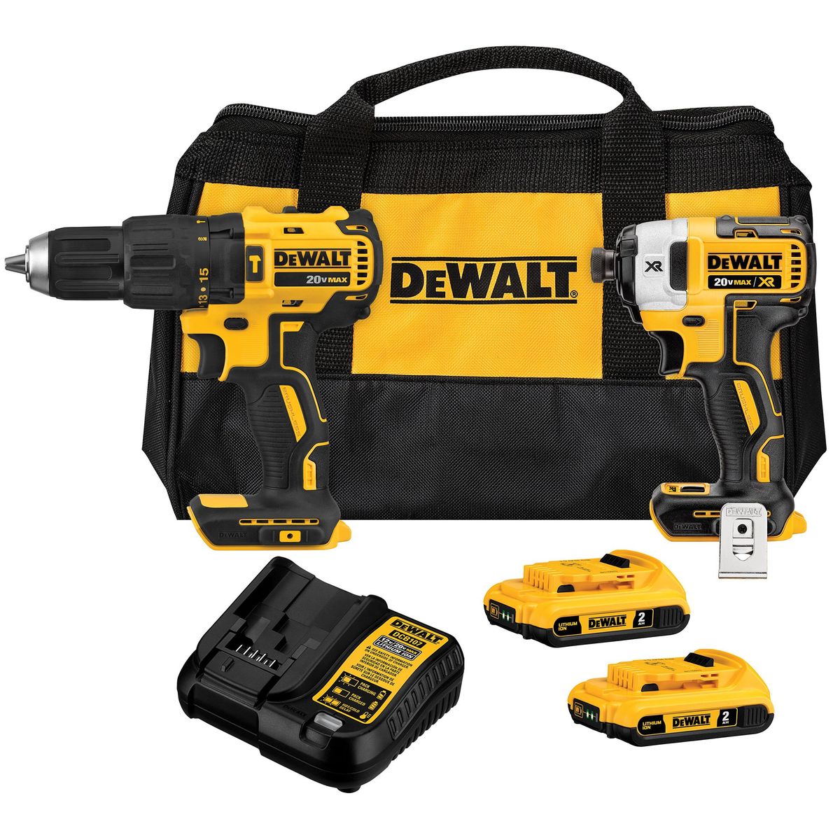DEWALT - Kit Taladro Percutor 20V + Atornillador Impacto 20V DEWALT