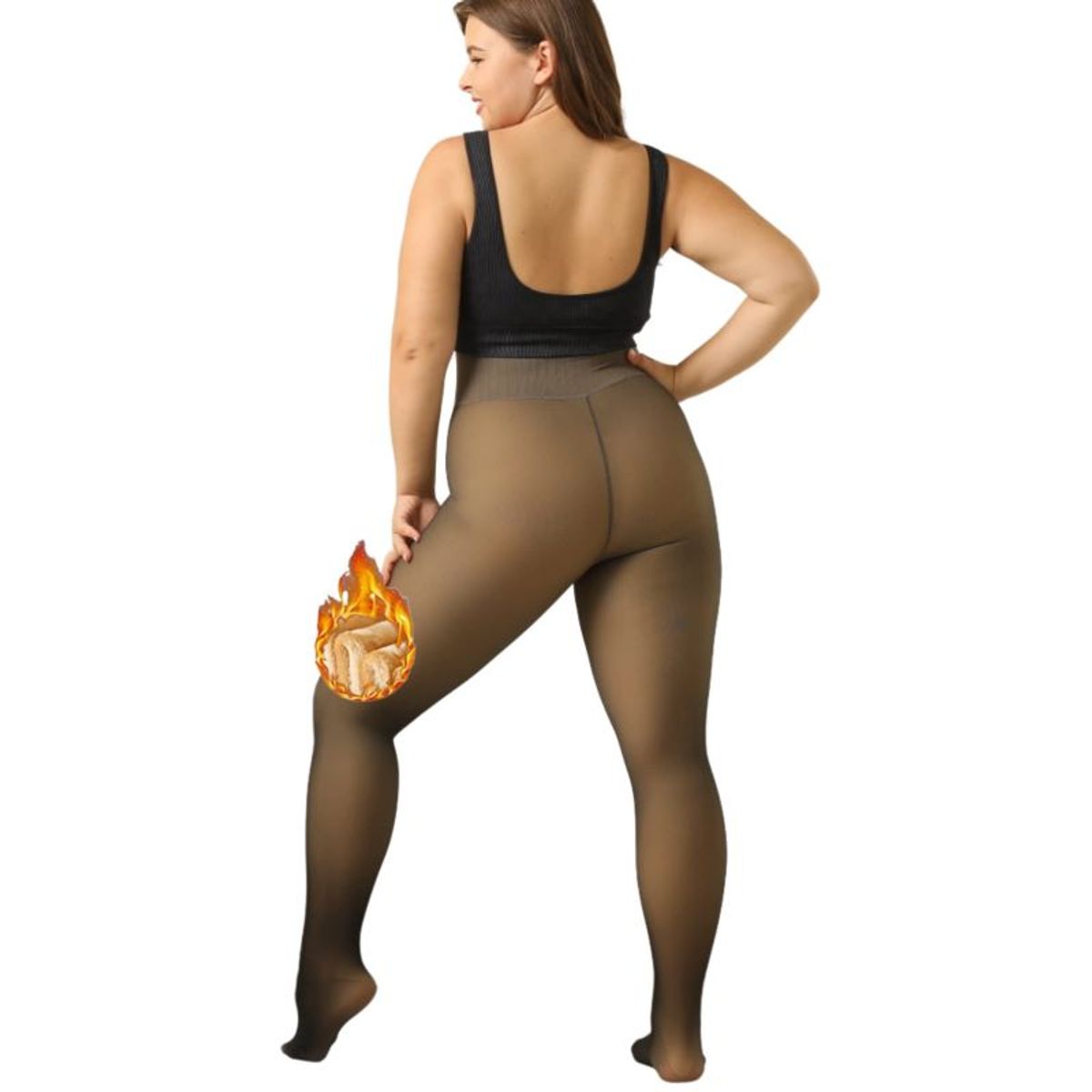 EVERSO - Calza Efecto Piel Panty Con Chiporro Invierno Con Pie.