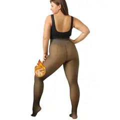 EVERSO - Calza Efecto Piel Panty Con Chiporro Invierno Con Pie.