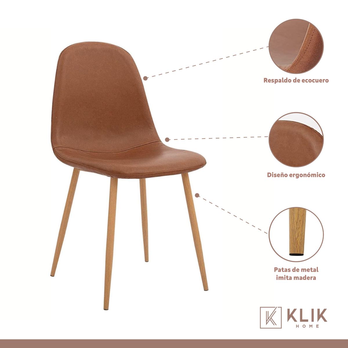 KLIK - Silla Spoon Ecocuero Vintage - Café