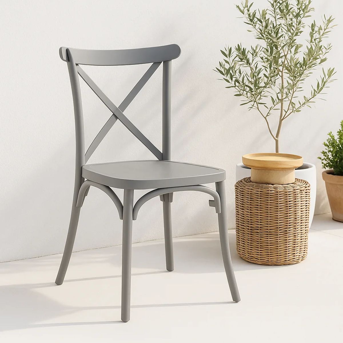 KLIK - Silla Crossback Danubio de Terraza Exterior o Comedor - Gris KLIK