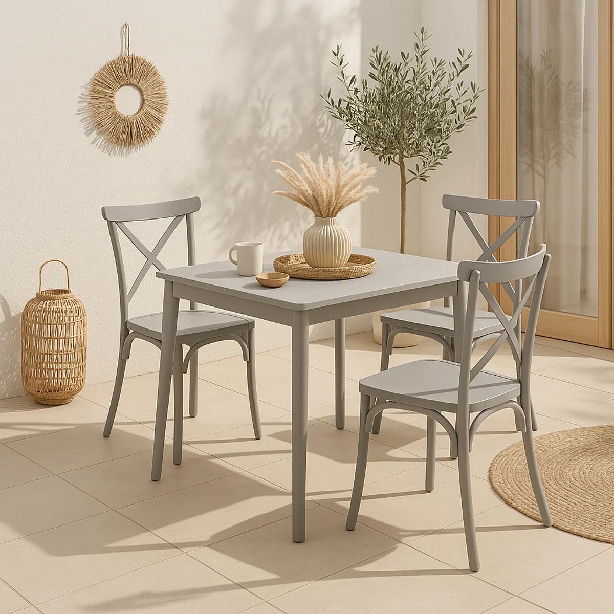 KLIK - Silla Crossback Danubio de Terraza Exterior o Comedor - Gris KLIK