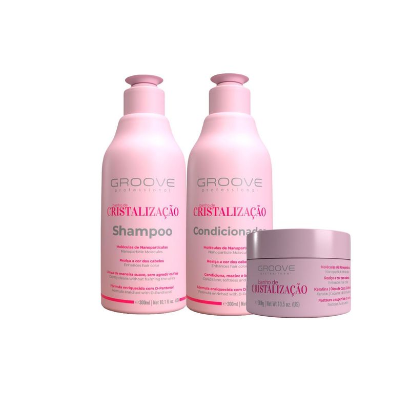 GROOVE PROFESIONAL - Set Shampoo  Acondicionador  Máscara Baño de Cristalización