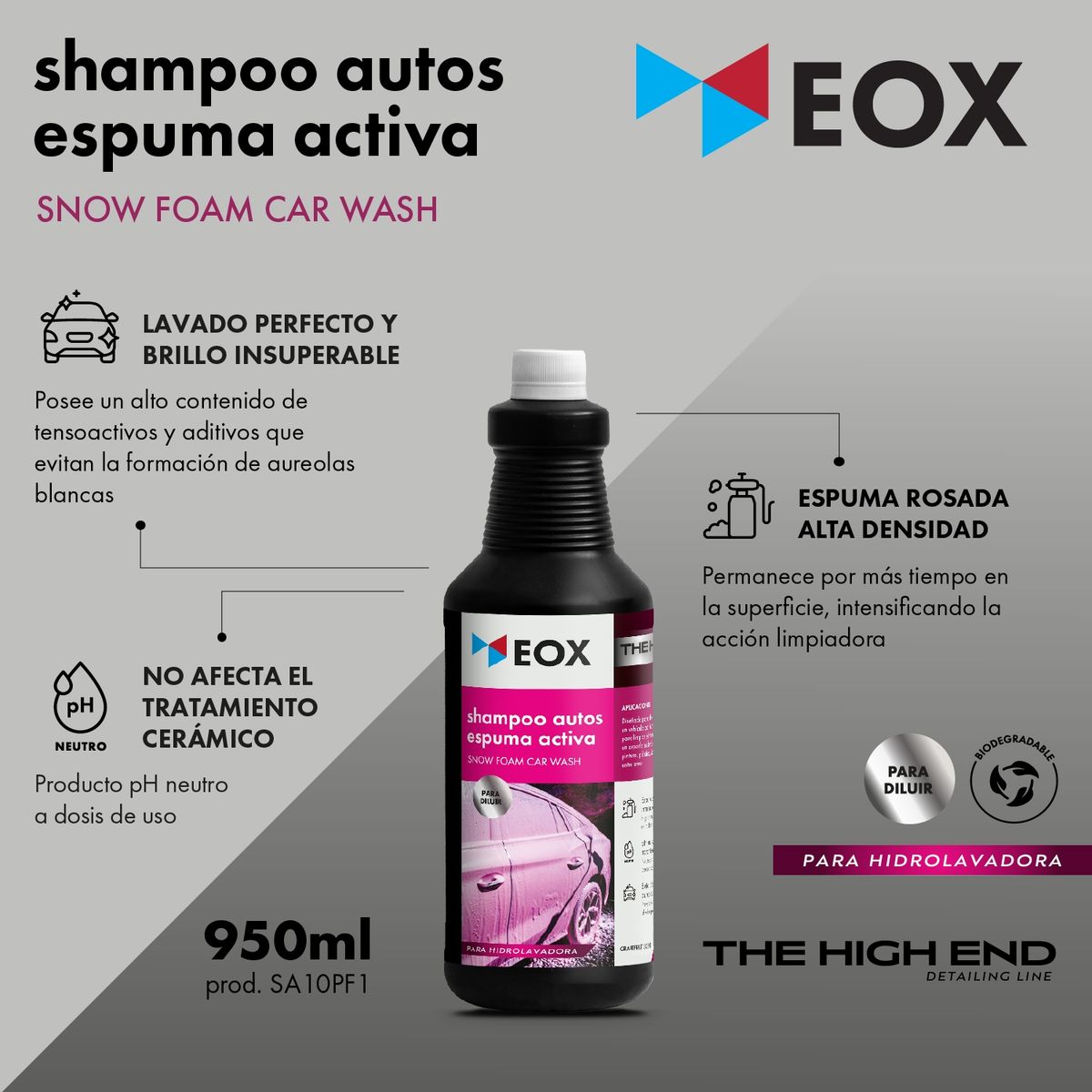 GENERICO - Shampoo Automotrizs Espuma Activa Snow Foam Pink Eox 950 Ml