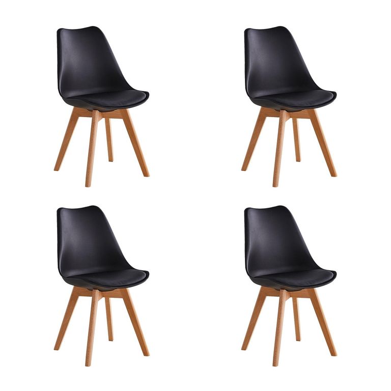 Pack x4 Sillas de Comedor Tulip Negra - Negro Negro